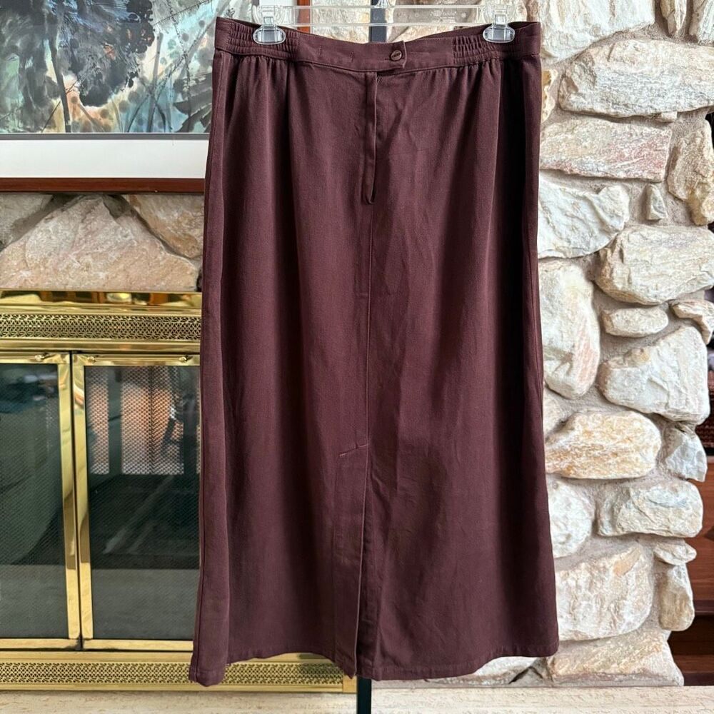 Long Vintage Democracy cotton blend brown denim women’s skirt Preppy hippie cot